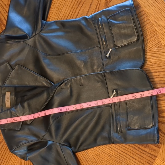 i.e. Vintage Smooth Leather Snap Front Lined Peplum Jacket Black PM - Picture 15 of 16